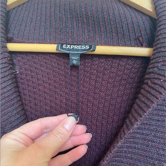 NWOT Express Chunky Knit Maroon Cardigan XL - Picture 2 of 4
